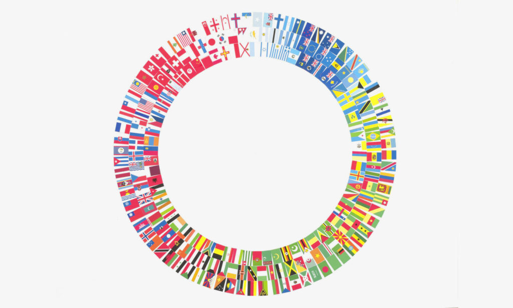 New order, organisation des drapeaux de tous les pays par couleur