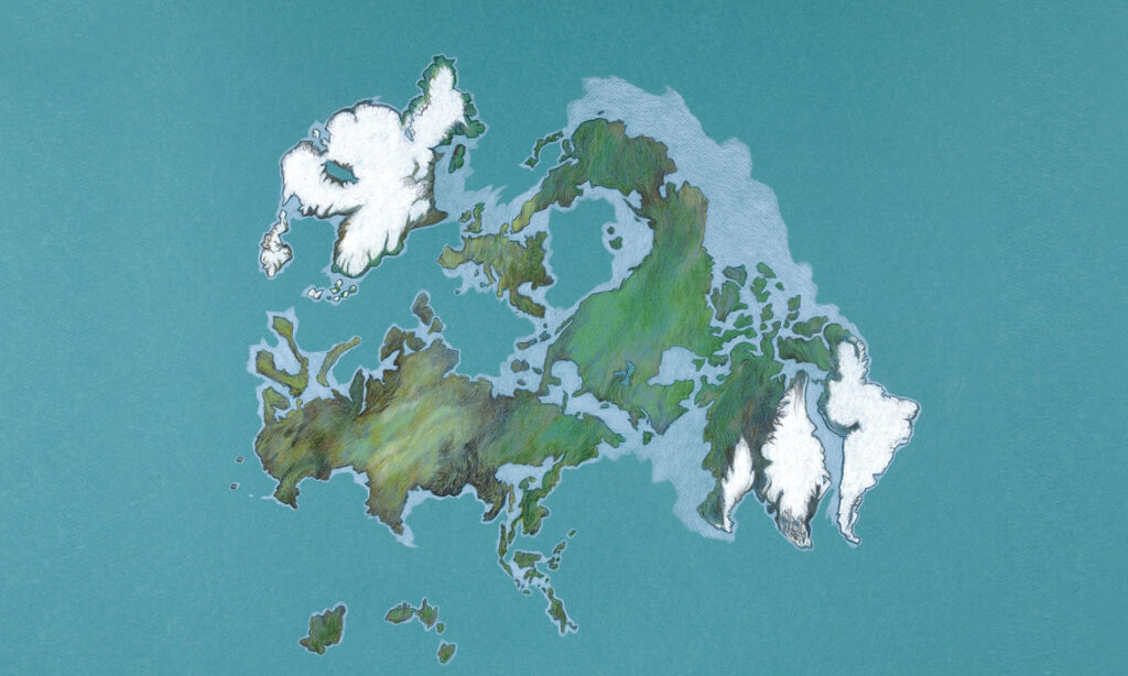 Dancin'maps, réorganisation dansante des continents (dessins au crayon)
